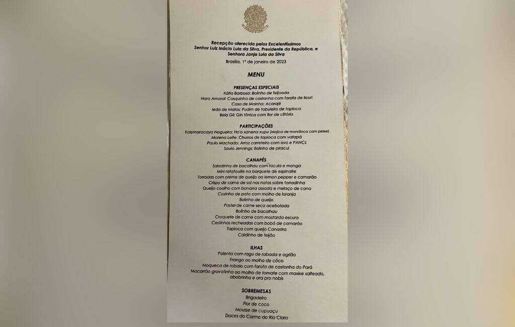 Cardápio do jantar de Janja e Lula
