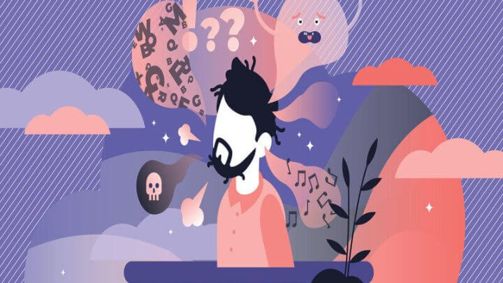 Ilustração de um homem imaginando situações