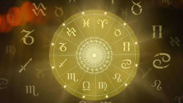 Mandala amarelo com os 12 signos