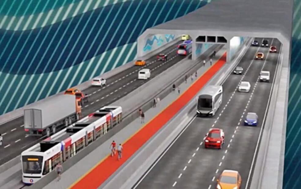 Projeto do túnel Santos-Guarujá, que serve de modelo para SC