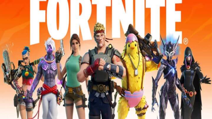 5 personagens do Fortinite, um ao lado do outro