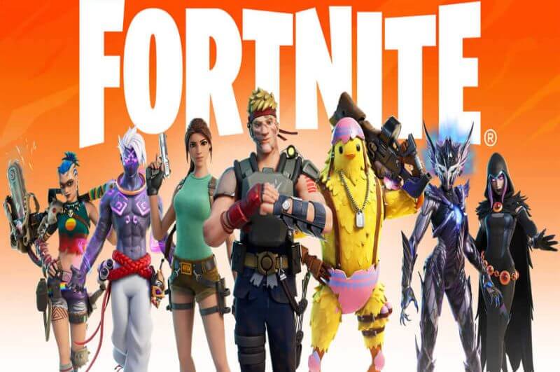5 personagens do Fortinite, um ao lado do outro