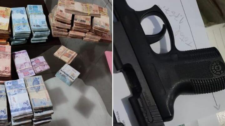 Foram apreendidos dinheiro, armas e drogas, além de bens sequestrados