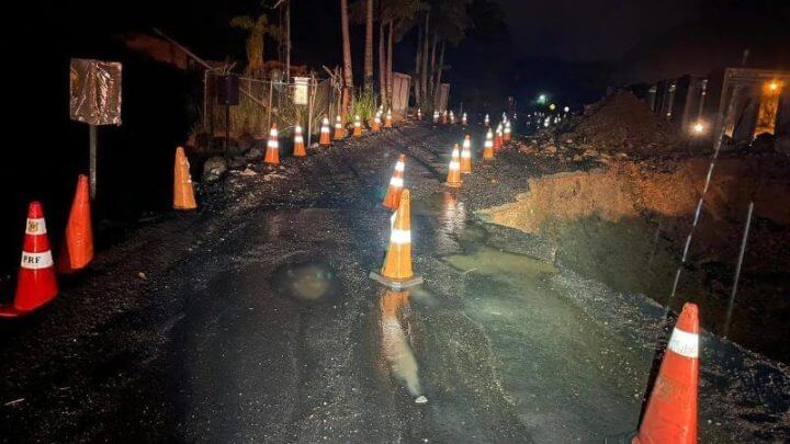 Serra de Corupá foi uma das afetadas pela chuva em SC (Foto: Polícia Rodoviária Federal/Divulgação)