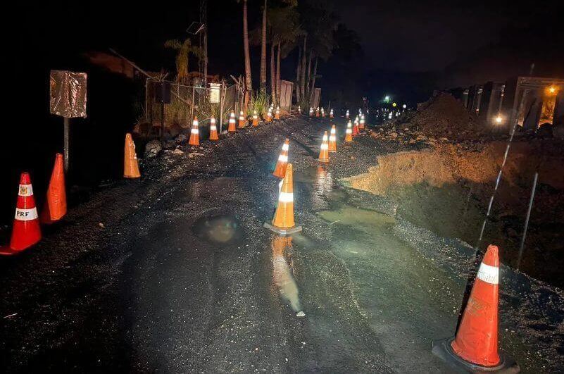 Serra de Corupá foi uma das afetadas pela chuva em SC (Foto: Polícia Rodoviária Federal/Divulgação)