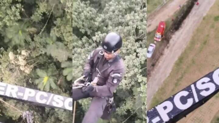 Resgate de rapel feito em Nova Veneza, no Sul catarinense