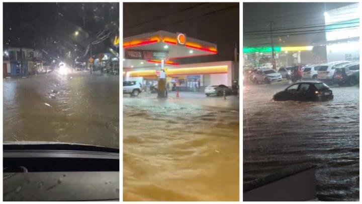 Tempestade alaga ruas em Blumenau