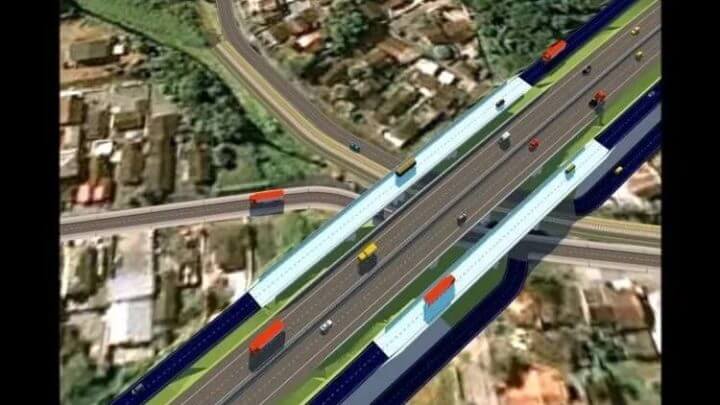 Proposta prevê viadutos nas vias laterais da BR-101, como no acesso ao elevado sobre o acesso ao Nova Brasília