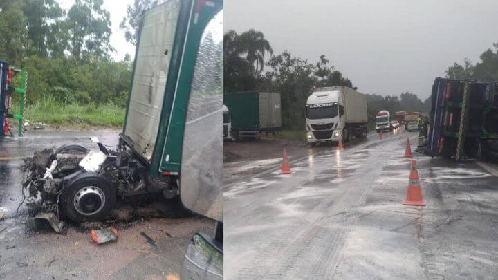 Acidente bloqueou a BR-470 na manhã desta sexta-feira