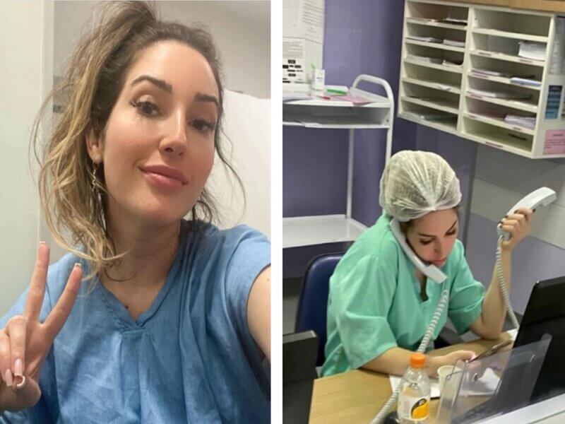 Amanda bbb23 com uniforme de médica