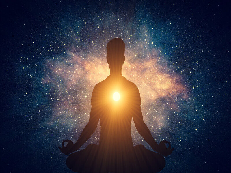 Ilustração de um homem meditando