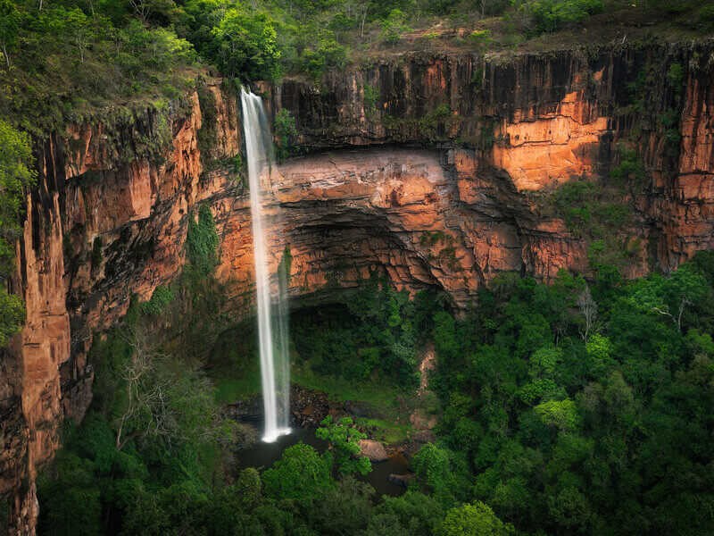 Vista aérea da Cachoeira Véu da Noiva