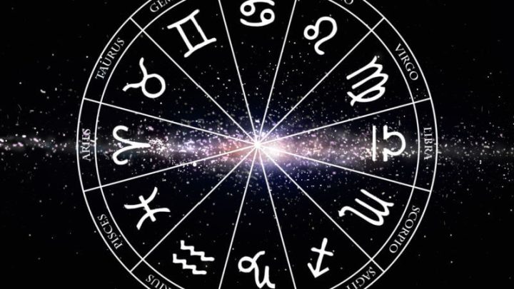 Ilustração de um circulo com os 12 signos do zodíaco