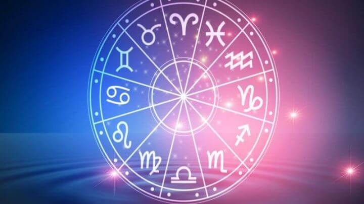 Ilustração de um círculo com os 12 signos do zodíaco