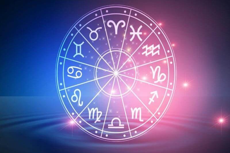 Ilustração de um círculo com os 12 signos do zodíaco