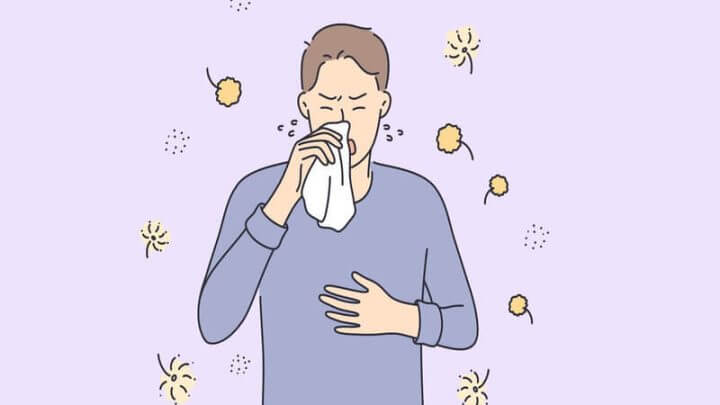 Ilustração de um homem com alergia