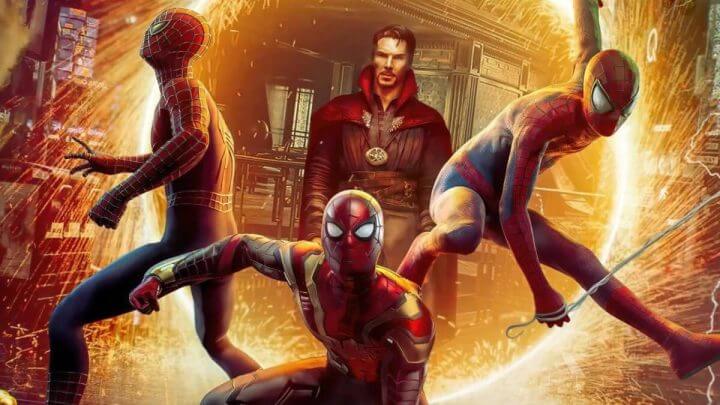Doutor Estranho e os três homens aranha juntos
