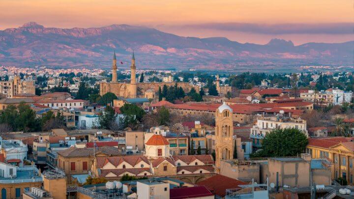 Vista aérea sobre a cidade velha de Nicosia, Chipre