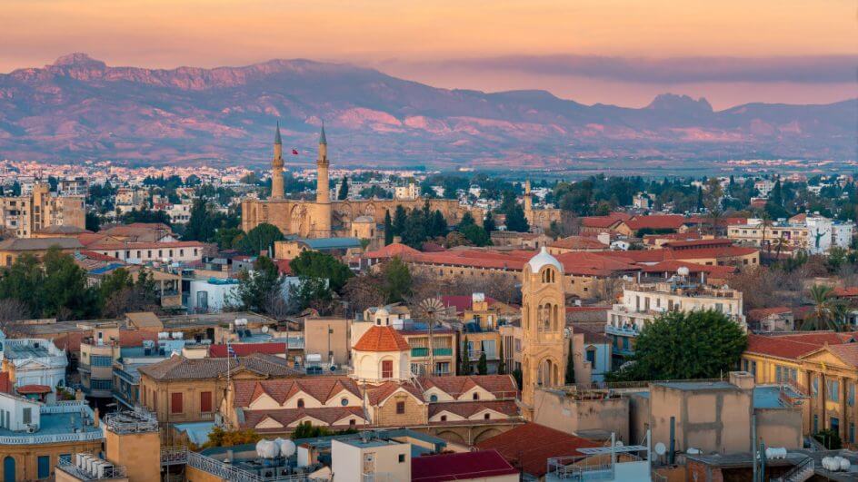 Vista aérea sobre a cidade velha de Nicosia, Chipre