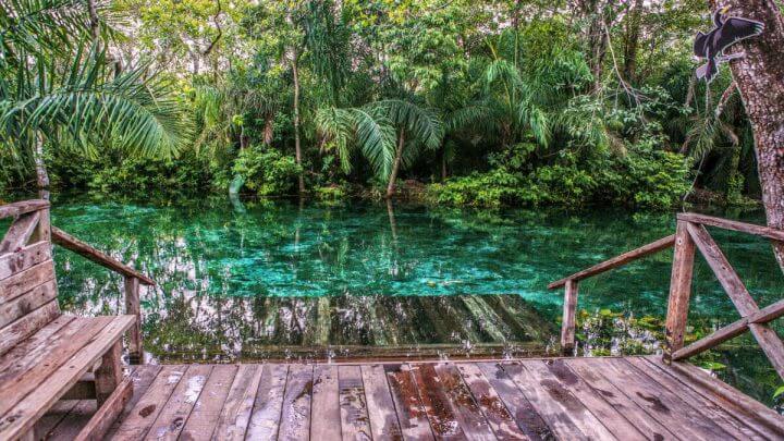 Deck com visão para o rio Sucuri, em Bonito, Brasil