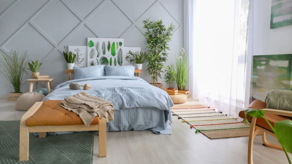 quarto com decoração tropical