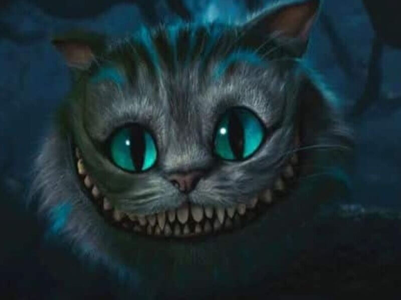 Cena do Gato de Cheshire no filme 'Alice no País das Maravilhas'