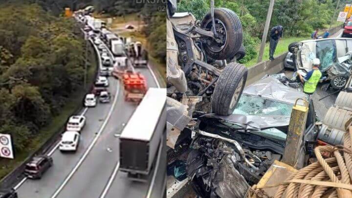 Câmera flagrou acidente que deixou seis feridos e carros totalmente destruídos
