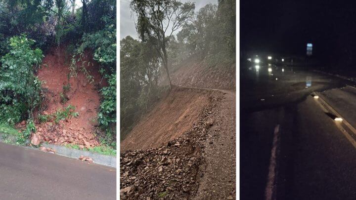 Chuva causou deslizamentos e alagou rodovias em SC