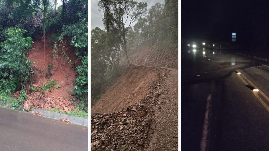 Chuva causou deslizamentos e alagou rodovias em SC