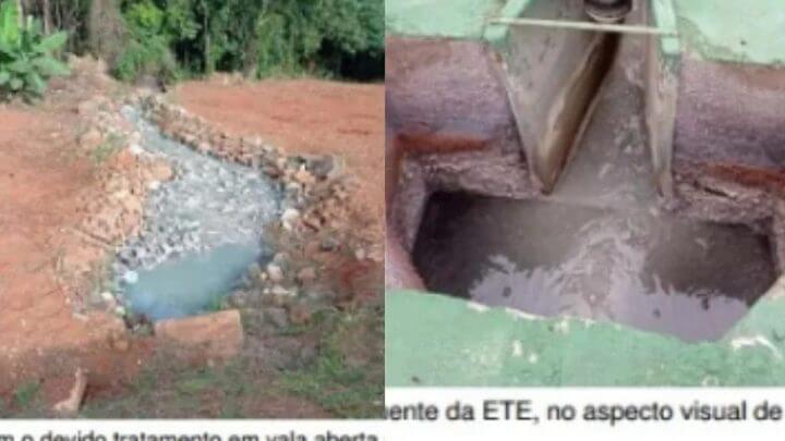 Imagem mostra a situação do esgoto no local